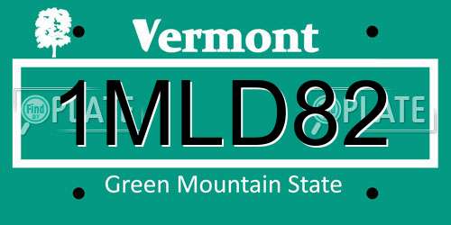 1MLD82 Vermont License Plate