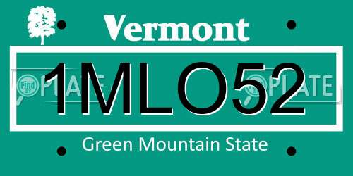1MLO52 Vermont License Plate