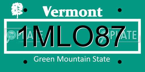 1MLO87 Vermont License Plate