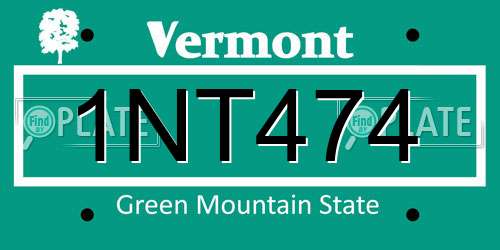 1NT474 Vermont License Plate