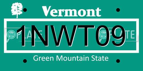 1NWT09 Vermont License Plate