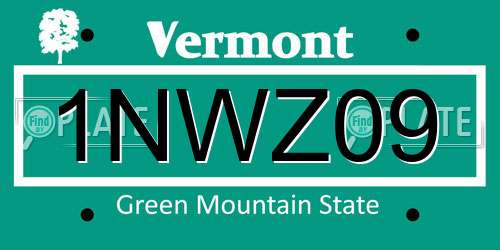 1NWZ09 Vermont License Plate