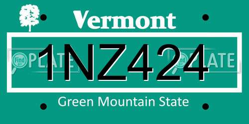 1NZ424 Vermont License Plate