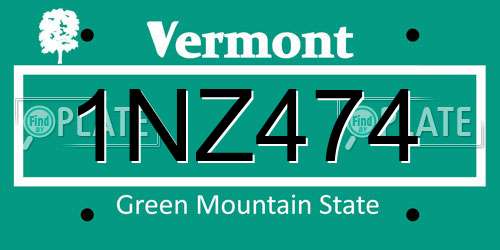 1NZ474 Vermont License Plate