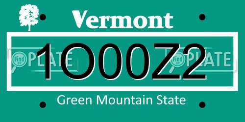 1O00Z2 Vermont License Plate