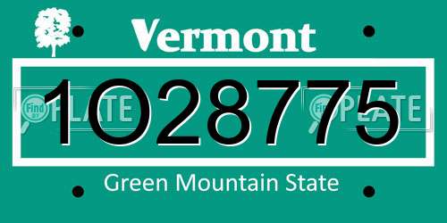 1O28775 Vermont License Plate