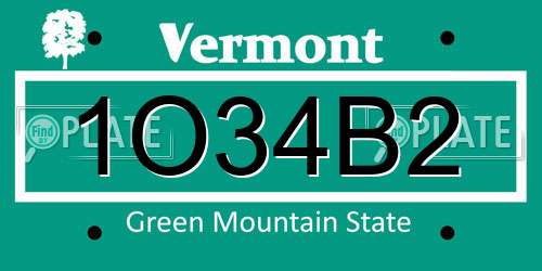 1O34B2 Vermont License Plate
