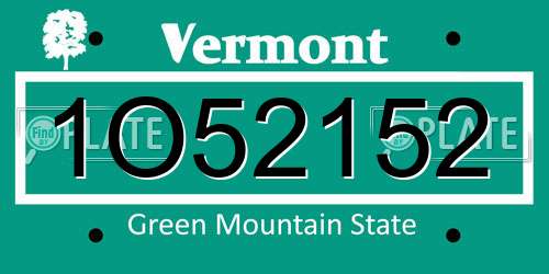 1O52152 Vermont License Plate