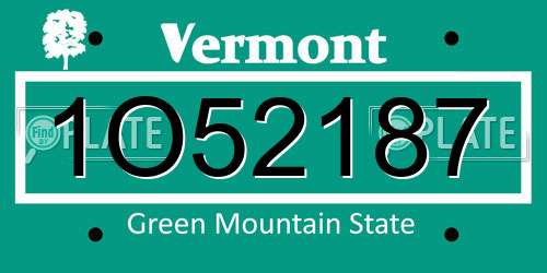 1O52187 Vermont License Plate