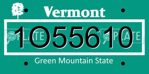 1O55610 Vermont License Plate