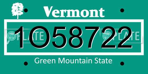 1O58722 Vermont License Plate