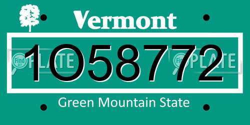 1O58772 Vermont License Plate