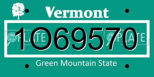 1O69570 Vermont License Plate