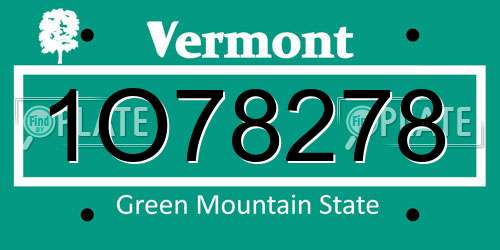1O78278 Vermont License Plate