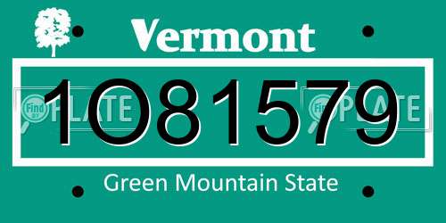 1O81579 Vermont License Plate