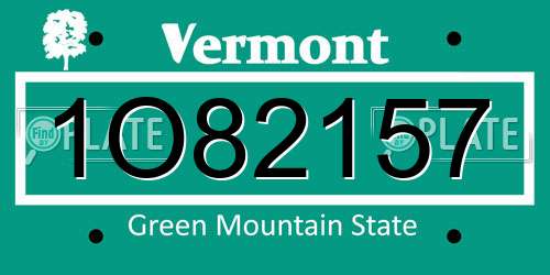 1O82157 Vermont License Plate