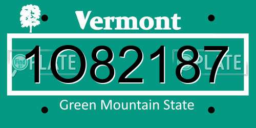 1O82187 Vermont License Plate