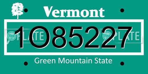 1O85227 Vermont License Plate