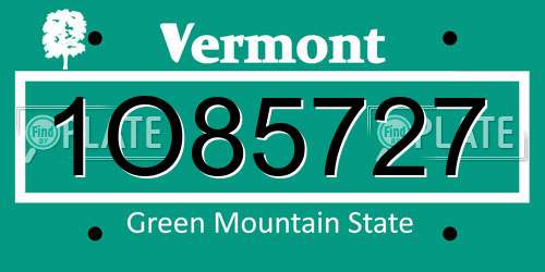 1O85727 Vermont License Plate
