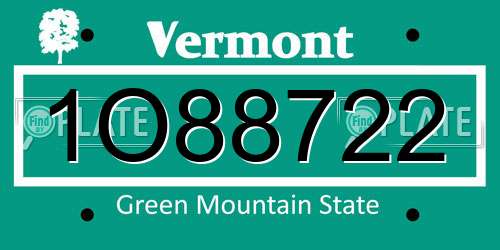 1O88722 Vermont License Plate