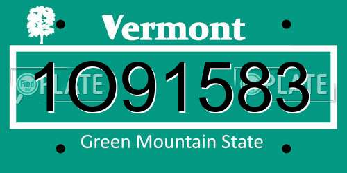 1O91583 Vermont License Plate