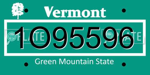 1O95596 Vermont License Plate
