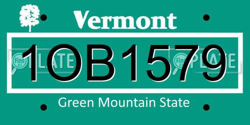 1OB1579 Vermont License Plate