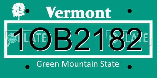 1OB2182 Vermont License Plate