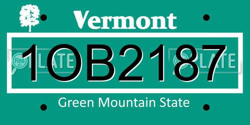 1OB2187 Vermont License Plate