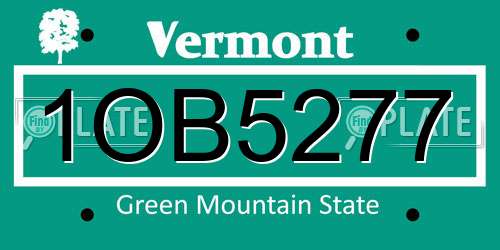 1OB5277 Vermont License Plate