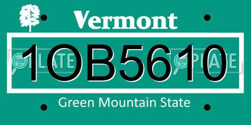 1OB5610 Vermont License Plate