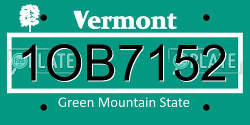 1OB7152 Vermont License Plate