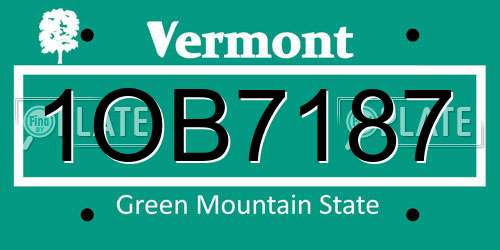 1OB7187 Vermont License Plate
