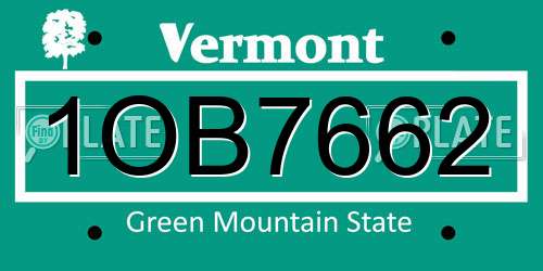 1OB7662 Vermont License Plate