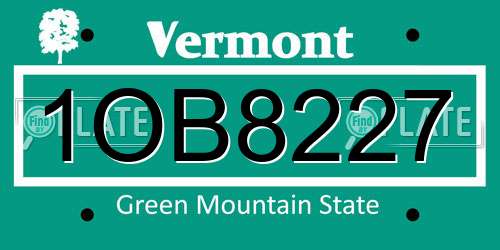 1OB8227 Vermont License Plate
