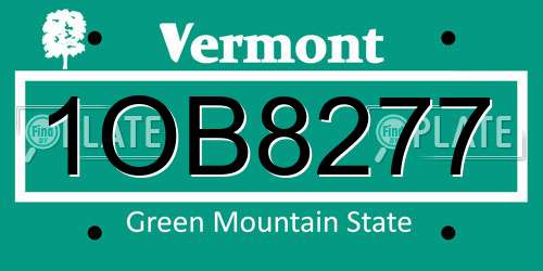 1OB8277 Vermont License Plate