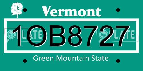 1OB8727 Vermont License Plate