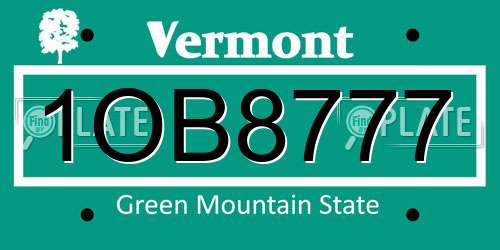 1OB8777 Vermont License Plate