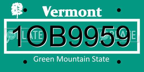 1OB9959 Vermont License Plate