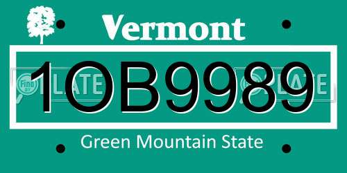 1OB9989 Vermont License Plate