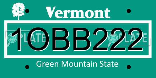 1OBB222 Vermont License Plate