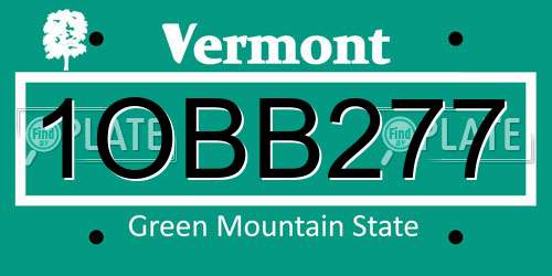 1OBB277 Vermont License Plate