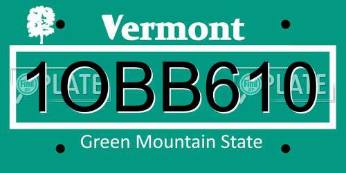 1OBB610 Vermont License Plate