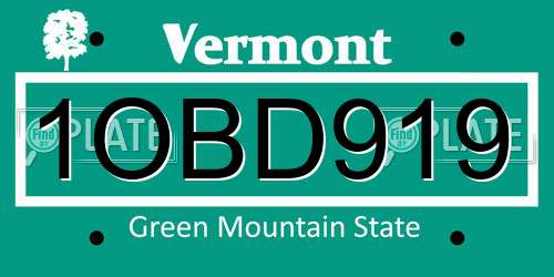 1OBD919 Vermont License Plate