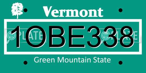 1OBE338 Vermont License Plate