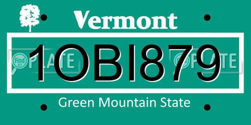 1OBI879 Vermont License Plate