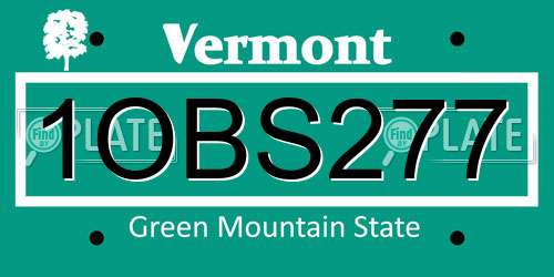 1OBS277 Vermont License Plate