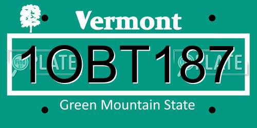 1OBT187 Vermont License Plate