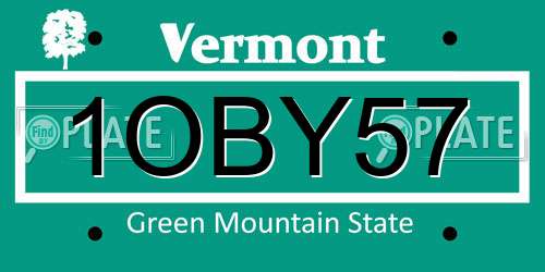 1OBY57 Vermont License Plate