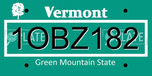 1OBZ182 Vermont License Plate